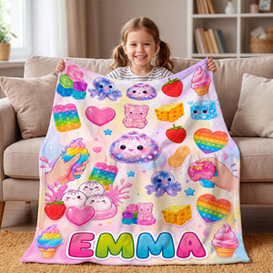 Personalized Kawaii Blanket for Kids, Custom Name Flannel Throw, Rainbow Dumpling Bao, Fidget Toy Sensory Blanket, Birthday Gift for Girls a229a2d3-1f42-46ec-8cd1-32552e23dd60-5.jpg