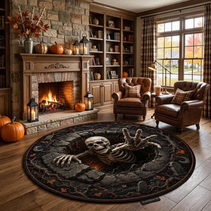 Halloween Round Quilted Rug, 3D Skeleton Illusion Rug, Spooky Graveyard Area Rug, Scary Halloween Decor, Skeleton Floor Mat, Home Decor a2410a90-f291-404a-83ea-ad4944485a78-fgf-2-.webp