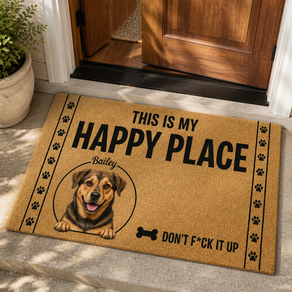 Personalized Dog Happy Place Doormat – Pet Portrait + Name - Personalized Doormat a24791a6-754d-4c19-bdd6-c300419ef024.png