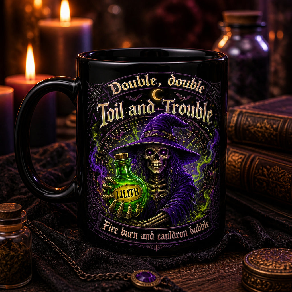 Personalized Cauldron Mug – Double, Double Toil and Trouble (Name on Potion) - Personalized Halloween Black Ceramic Witch Mug a24830ac-9c6a-4583-a10c-ec3a34746f46.jpg