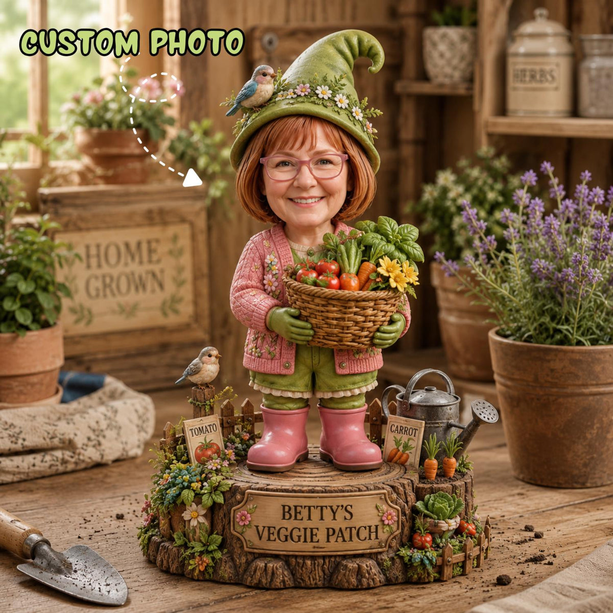 Personalized Garden Gnome Caricature Figurine From Photo, Custom Gardener Decor a25edfed-ed1e-4be9-bb0b-1fe86abb1314-10.jpg
