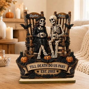 Till Death Do Us Part Skeleton Couple 2D Flat - Personalized 2-Layered Wooden Plaque - Halloween Decor For Couple a269d4d2-a292-4649-8e69-a8555a9f7e08-banner-1.webp