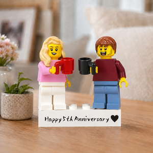 Personalized Minifigure Anniversary Gift, Custom Couple Figure with Names, Romantic Present