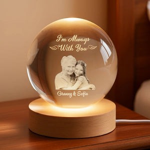Personalized Globe Lamp with Photo I'm Always With You Tribute Light, Unique Memorial Gift for Grandma & Grandkids