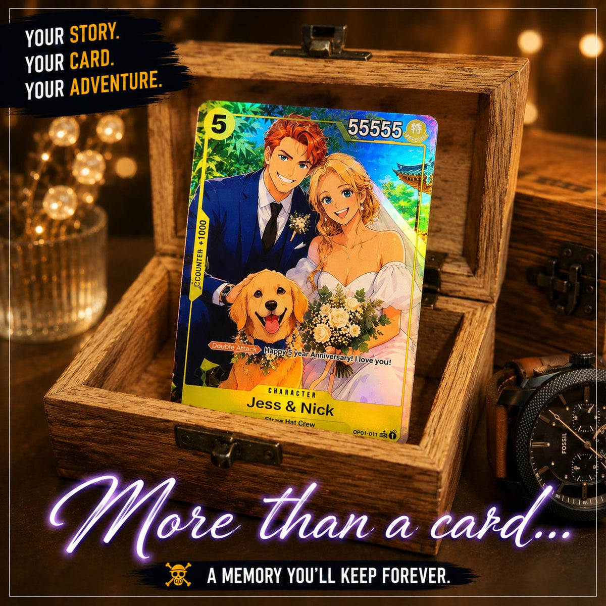 Personalized Anime Couple & Pet Wedding Trading Card – Custom Anniversary Keepsake a27e621c-2eb1-4c96-a60c-1e08e69ccbd2-1.jpg