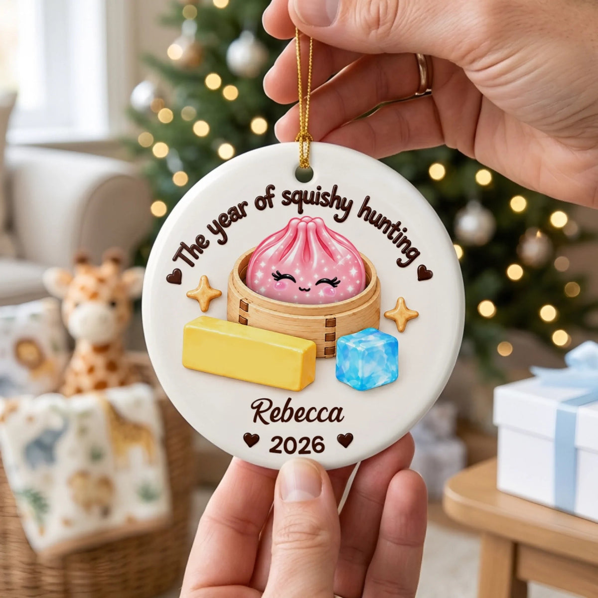 Squishy Dumpling 2026 Christmas - Personalized Ceramic Ornament, Viral Dumpling Squishy, Kids Christmas, Squishy Hunting Squishies, Butter Ornament a2818f16-ce81-40b6-b61d-86a5640c8720-6aacaa81bfbbb.jfif