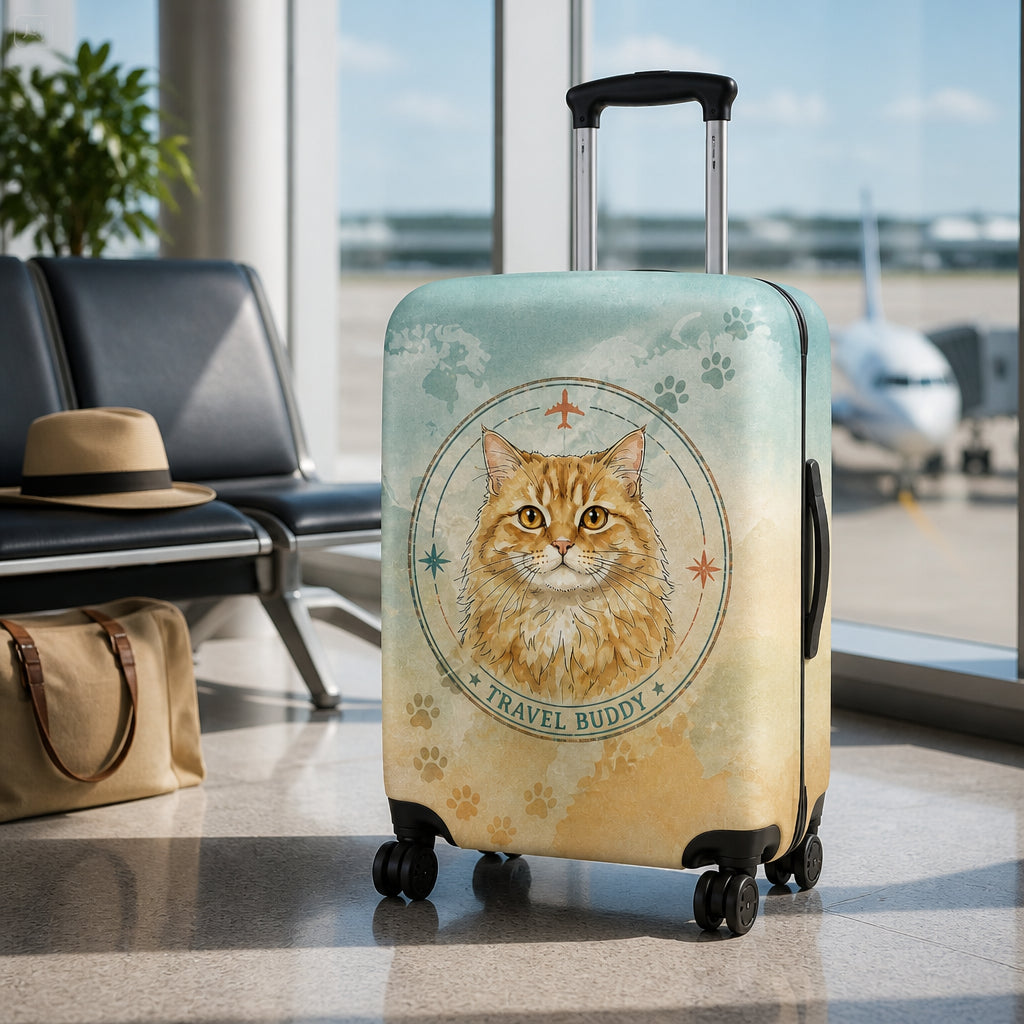 Custom Pet Portrait Luggage Cover – Watercolor Travel Stamp Edition - Personalized Luggage Cover a2c9dc16-463d-488c-a522-bd3d6fcb87cb.jpg