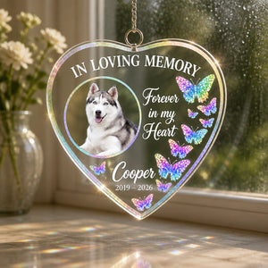 Pet Memorial Heart Suncatcher — In Loving Memory • Forever in My Heart (Photo, Name, Years) - Personalized Suncatcher Ornament a2caf95d-6dc1-4680-ae65-80ff90e0c7fa.jpg