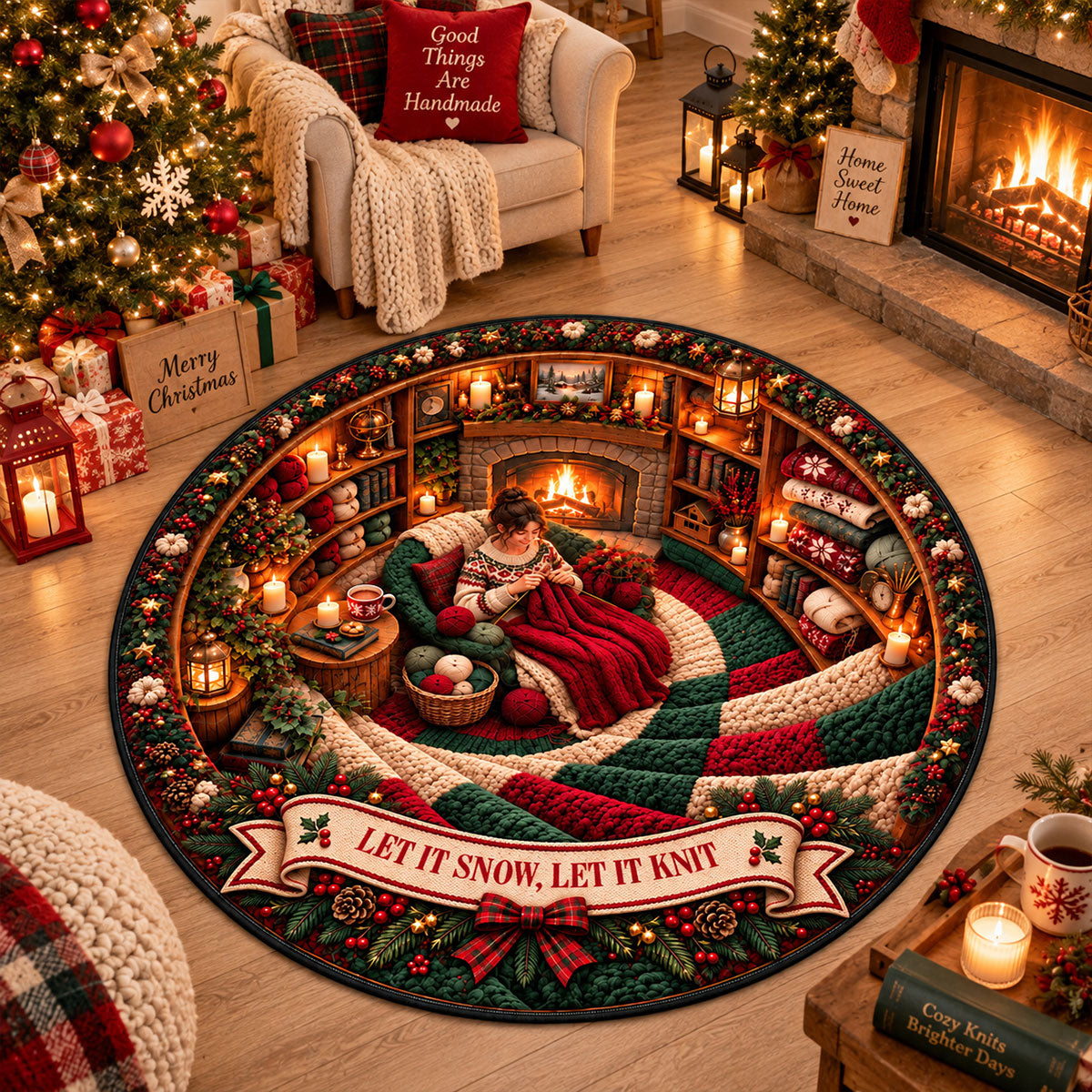Custom Crochet Christmas Home Decor Gifts For Crocheters - Merry Christmas 3D Illusion Quilted Rug - Personalized Quilted Mat a2d924d1-0230-4782-a67f-278e7cc2d8dc-1-2-.jpg