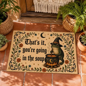 Printed Halloween Fabric Doormat with Witch Frog, Cauldron and Soup Meme Quote a3188e70-8126-4baa-a0a6-0b10196a3930-fgdf-fg-3-.webp