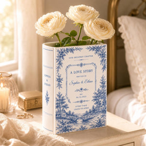 Custom Toile De Jouy Ceramic Book Vase, Personalised Wedding Gift for Couple, Bridal Shower Gift, Engagement, Wedding Gift, Bridesmaid Gift a3224894-d717-4339-9edb-1d53c3297a8e-4.jpg