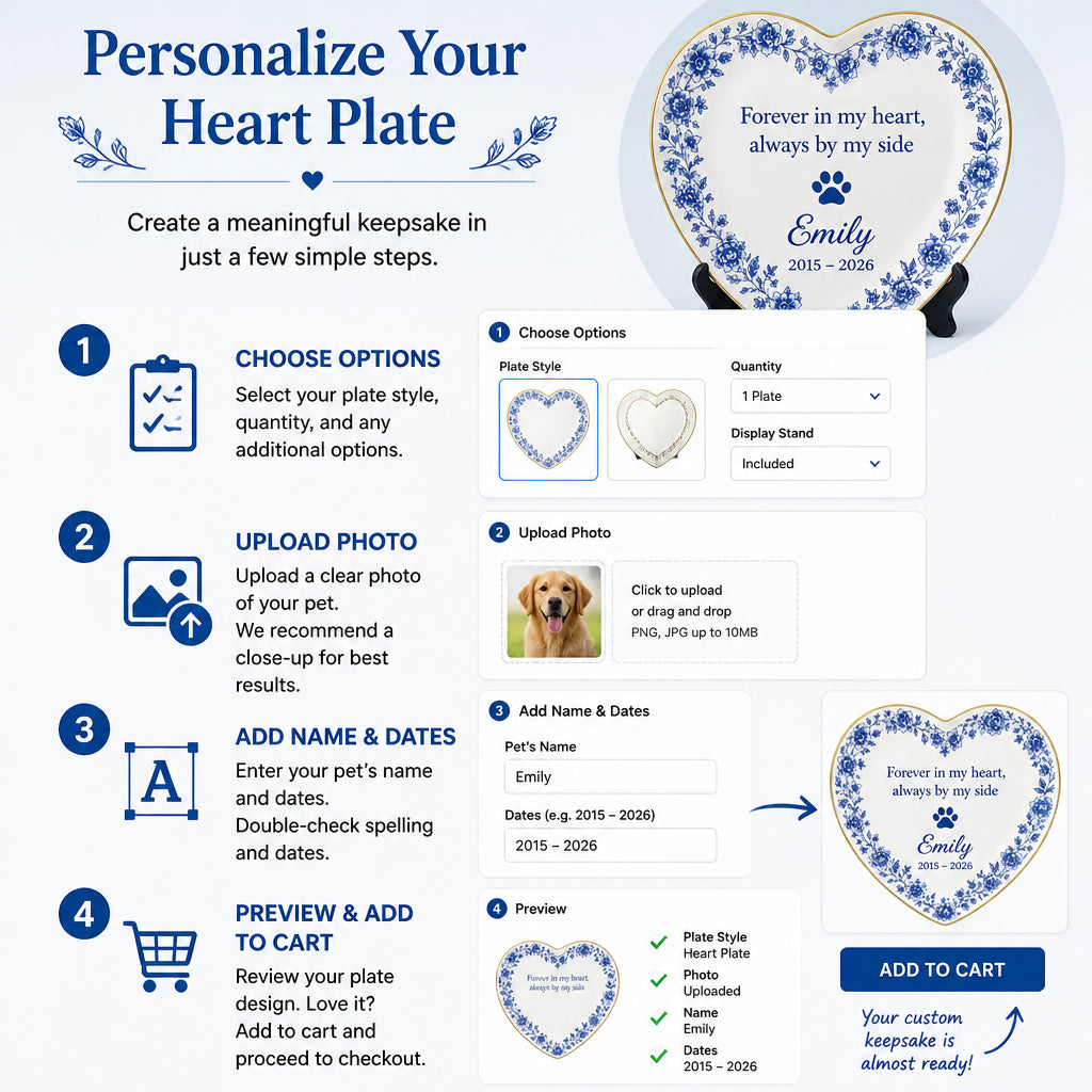 Pet Memorial Ceramic Plate – Forever in my heart, Name & Years - Personalized Personalized Ceramic Plate a37fa322-3efe-4b7a-a573-e28d87d8af1c.jpg