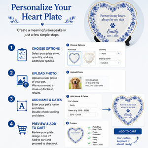 Pet Memorial Ceramic Plate – Forever in my heart, Name & Years - Personalized Personalized Ceramic Plate a37fa322-3efe-4b7a-a573-e28d87d8af1c.jpg