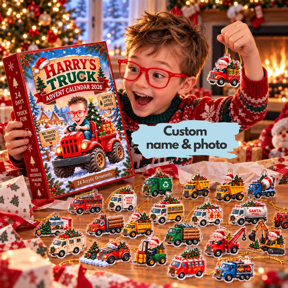 Personalized Truck Advent Calendar 2026, Custom Photo & Name, 24 Acrylic Truck Ornaments, Kids Christmas Countdown, Truck Lover Gift a384f33b-a15f-4121-9f5f-e6b37acb12e9-il_fullxfull.8627650667_fnd6.jpg