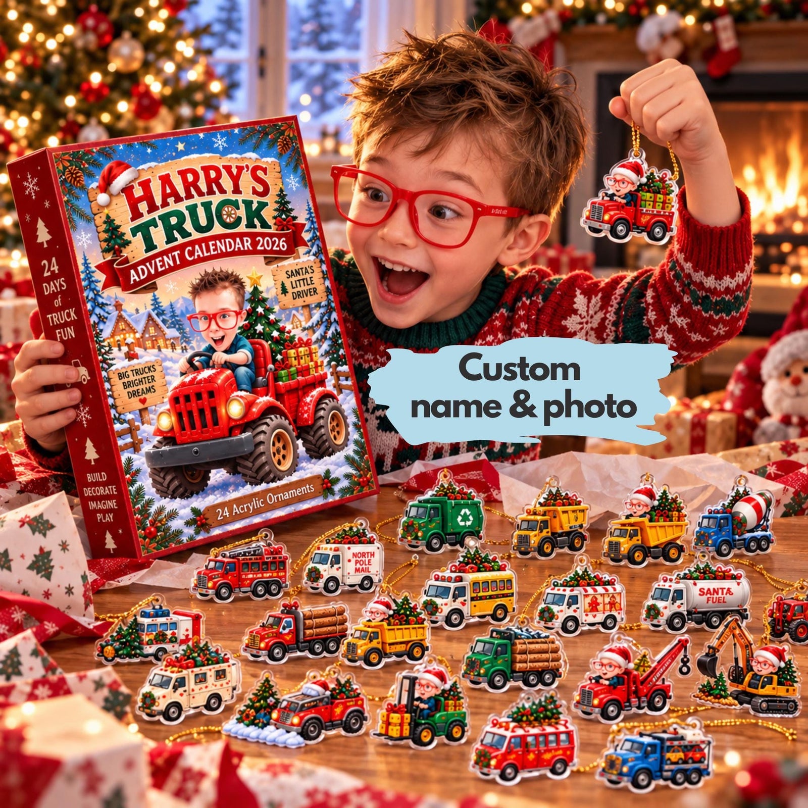 Personalized Truck Advent Calendar 2026, Custom Photo & Name, 24 Acrylic Truck Ornaments, Kids Christmas Countdown, Truck Lover Gift a384f33b-a15f-4121-9f5f-e6b37acb12e9-il_fullxfull.8627650667_fnd6.jpg