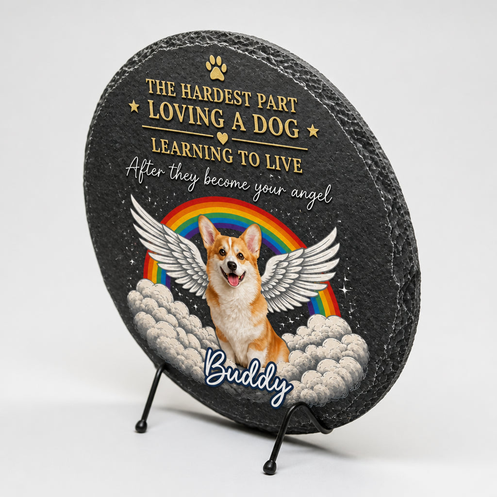 Angel Dog Memorial Stone – Rainbow Wings Pet Photo + Name - Personalized Slate Memorial Stone a38fb828-2b1b-437f-bf0c-fd18d474630a.jpg