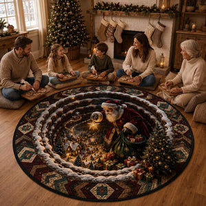 3D Christmas Round Rug | Optical Illusion Santa Claus Mat | Snowy Village Xmas Floor Carpet | Festive Living Room Decor Holiday Family Gift a39d7527-bea0-4f08-8238-64082c670991-fdgfd-1-.jpg