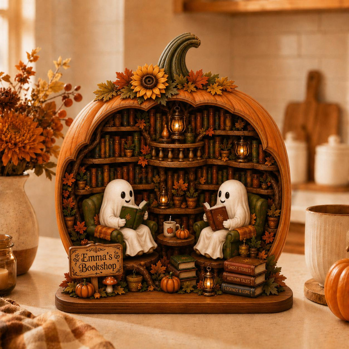 Personalized Reading Ghost Halloween Wood Sign, Book Stack Pumpkin BookShelf Decor, Reading Nook Gift For Book Lovers, Cozy Library Display a39e9ba3-a374-4160-a8a1-e2186c9cb935-1.jpg