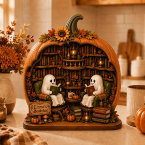 Personalized Reading Ghost Halloween Wood Sign, Book Stack Pumpkin BookShelf Decor, Reading Nook Gift For Book Lovers, Cozy Library Display a39e9ba3-a374-4160-a8a1-e2186c9cb935-1.jpg