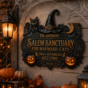 Personalized Salem Sanctuary for Wayward Cats Cut Metal Sign, Custom Family Name Halloween Cat Wall Decor, Black Cat Witch Sign, Spooky Front Door or Porch Decoration a3bd0fda-ea62-4da6-b31e-0c0cfdda5594-banner-4.png