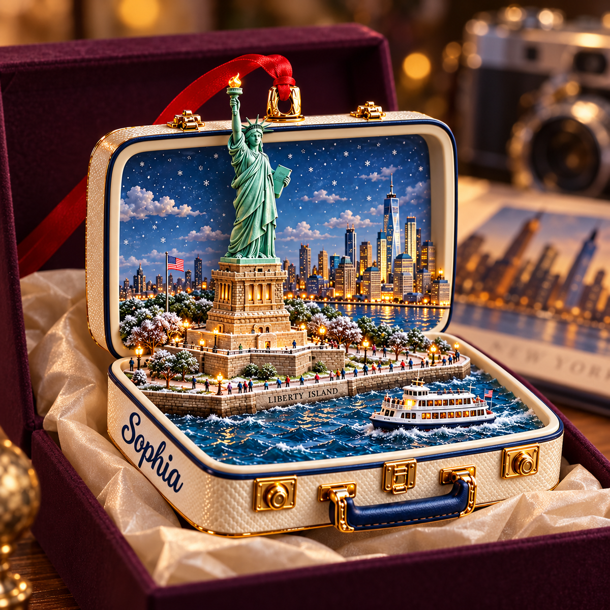 Personalized 3D Statue of Liberty Suitcase Christmas Ornament – New York USA Travel Souvenir & Gift for New York Lovers a3be3940-6c7c-4cd0-93fd-1c9d8d595757-Sophia-s-Liberty-Island-suitcase-ornament-2.png