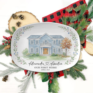 Personalized House Portrait Platter: Custom Home Watercolor, New Home Gift a3c1f6db-bebc-4fa9-b6f5-4d5d292fae49-7.jpg