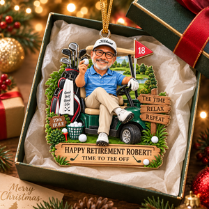 Personalized Golf Retirement Ornament, Custom Photo Golfer Gift, Happy Retirement Keepsake, 19th Hole Golf Christmas Ornament a3c55ed7-98b1-4232-a894-b499711025b2-Retirement-Tee-Time-Christmas-Ornament-Image-Sep-17-2026-03_15_27-PM-3-.png