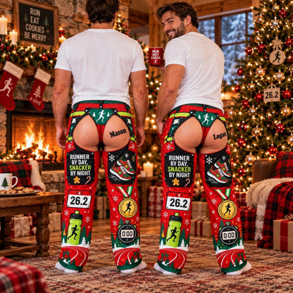 Personalized Runner Ugly Christmas Pajama Pants: Custom Funny Faux Chaps Bottoms a3dd53e0-43bc-476e-b708-b89c2efdea2d-1.jpg