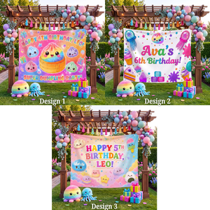 Custom Dumpling Birthday Backdrop, Plushie Theme Party Banner, Kawaii Personalized Tapestry, Pastel Kids Birthday Decor, Photo Booth Prop a3e6cb2a-28b1-41a6-882c-11fba6a514c7-option.png