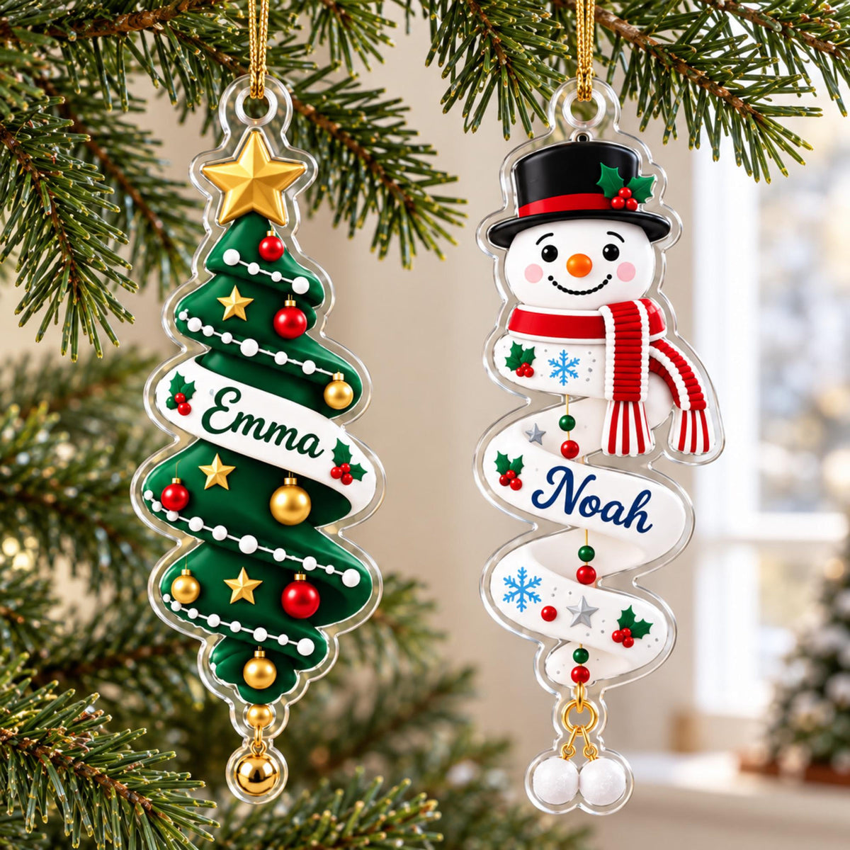 Personalized Spiral Christmas Ornament, Custom Name Acrylic Ornament, Santa Snowman Christmas Tree Ornament, Kids Name Gift, Christmas Decor a3f6d49a-1306-4015-8b3d-ca12fae2a231-4.jpg