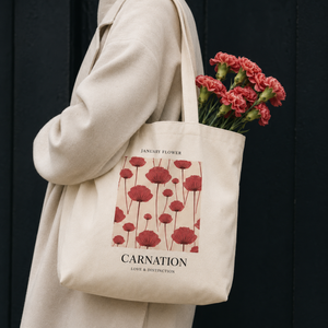 Personalized Birth Month Flower Tote Bags for Women, Cute Canvas Tote Bag, Custom Birthday Gift for Her, Bride Bridesmaid Tote