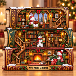 Snowman Stacked Books Wooden Block, Cozy Library Christmas Decor, One More Chapter Shelf Sign, Reading Lover Gift, Bookish Christmas Gift a41213c7-0589-4339-84c9-c24819db3a18-Three-Book-Christmas-Library-with-Snowmen.png