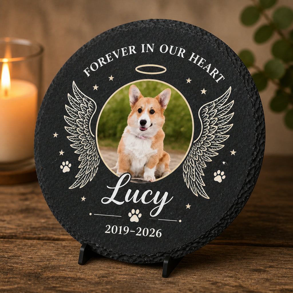 Pet Memorial Slate – Forever In Our Heart (Photo, Name & Years) - Personalized Slate Memorial Stone a4350742-a749-4984-ace0-c7943892f823.jpg
