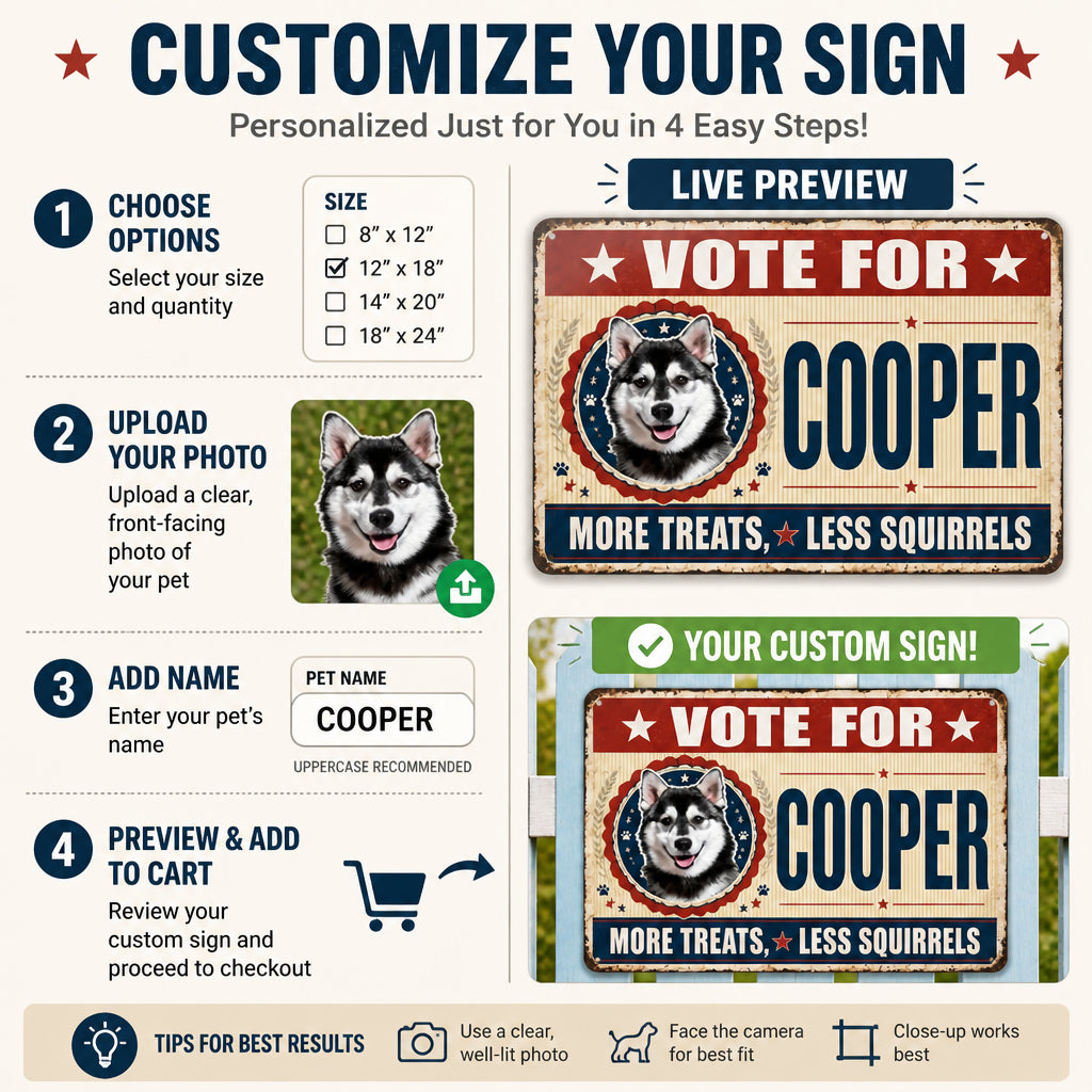 Vote For Your Dog – More Treats, Less Squirrels Metal Sign - Personalized Metal Sign a453e799-0fd4-4739-a2c2-ee09d2187134.jpg