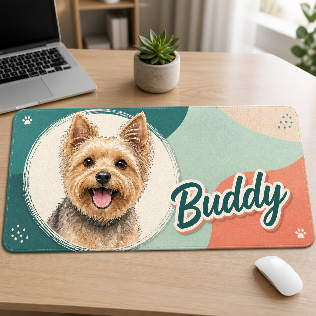 Custom Pet Portrait Desk Mat – Photo to Art + Name - Personalized Leather Deskmat a470110b-b40c-43c6-8881-5696bb23c442.png