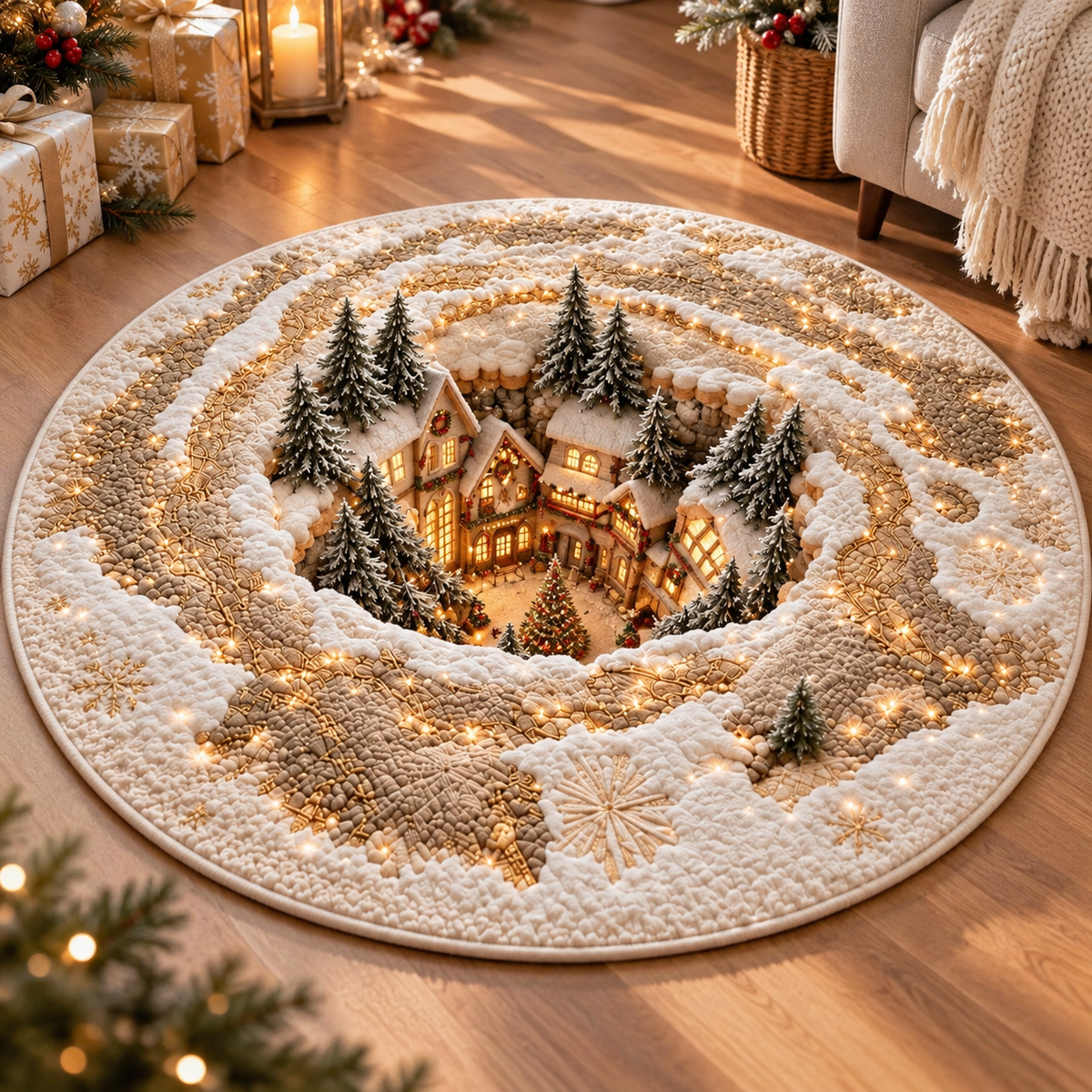 Christmas Village Quilted Round Rug, Winter Wonderland Round Carpet, Cozy Holiday Home Decor, Snowy Christmas Rug, Festive Floor Mat a4854cc5-e9f3-4488-9436-107810a73bee-f6a82379-a27f-420c-8f81-27e1de052420.png