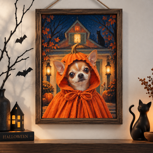 Personalized Halloween Pet Portrait with Pumpkin Cape – Custom Pet Canvas, Poster or Digital File Gift a4afde9a-7d40-4d8b-b940-9f4c527eb0ca-1.png