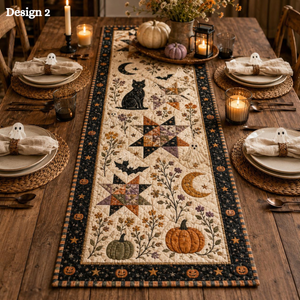 Halloween Quilted Table Runner, Fall Table Runner, Pumpkin Cat Ghost Bat Table Decor, Spooky Autumn Dining Table Runner Halloween Home Decor a4cad755-13a4-418d-adcf-3ec8dd91c971-banner-3.png