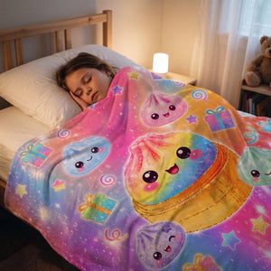 Personalized Kawaii Blanket for Kids, Custom Name Flannel Throw, Rainbow Dumpling Bao, Fidget Toy Sensory Blanket, Birthday Gift for Girls a4cc4f95-820f-4a46-ae8c-555ee73306be-6.jpg