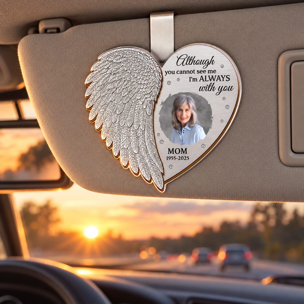 Custom Heart-shaped Memorial Car Visor Clip with Angel Wing, Custom Memorial Car Ornament, Memorial Gift for Loss of Loved Ones, Family a4d8e9a2-42b3-47c2-94e2-f6c264e9c913-4d5eb3f0-1193-4e57-a81f-100d6a42db1d.png