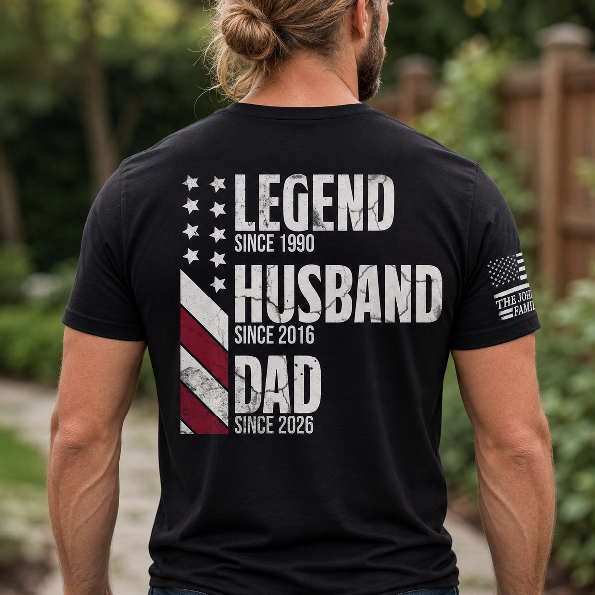 Custom Legend Husband Dad Grandpa T-Shirt Now with Personalized Sleeve Print