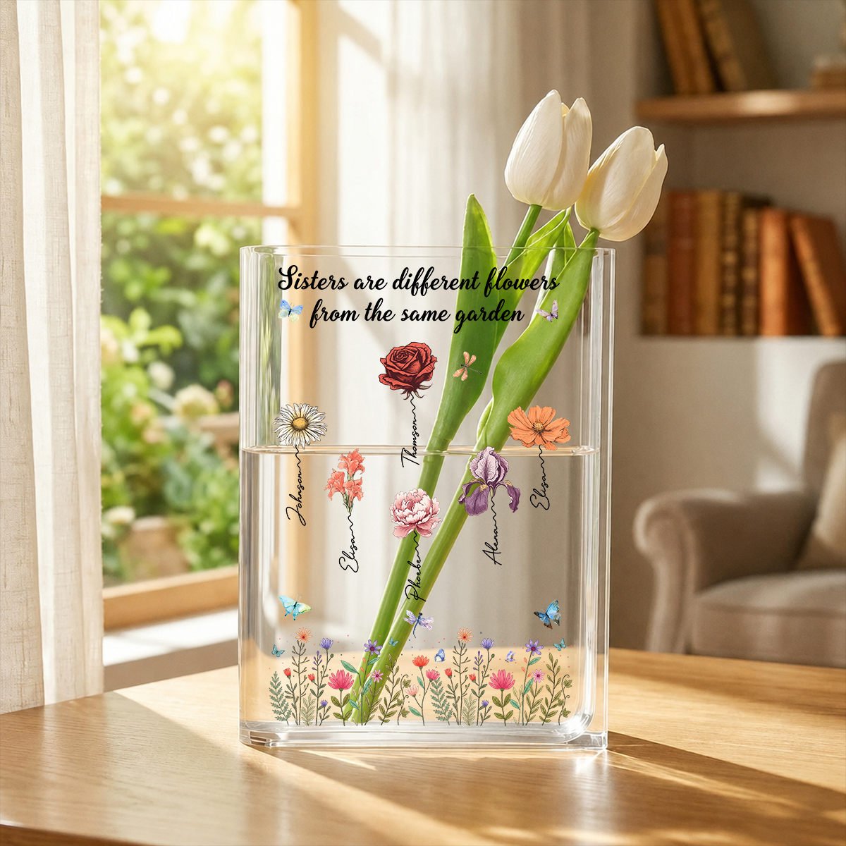 Sisters Are Different Flowers From The Same Garden - Acrylic Book Vase for Flowers, Transparent Flower Vase for Home Decor a4f0181c-97d1-4aa8-92c6-fbef86663992-7.png