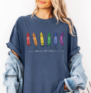 Comfort Colors Customized Crayon Doodles Teacher Shirt, Dancing Rainbow Back to School Tee, Kindergarten Elementary School Teacher Gift a4f7c2ba-7ff3-4785-ba07-50d152424ed6-10.jpg