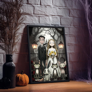 Personalized Wedding Portrait Gift, Custom Couple with Pets, Cute Gothic Portrait Your Photo, Newlywed Engaged Married, Valentines Day Gifts a504c80f-a820-4c5d-901b-db7c66dc79a7-7.jpg