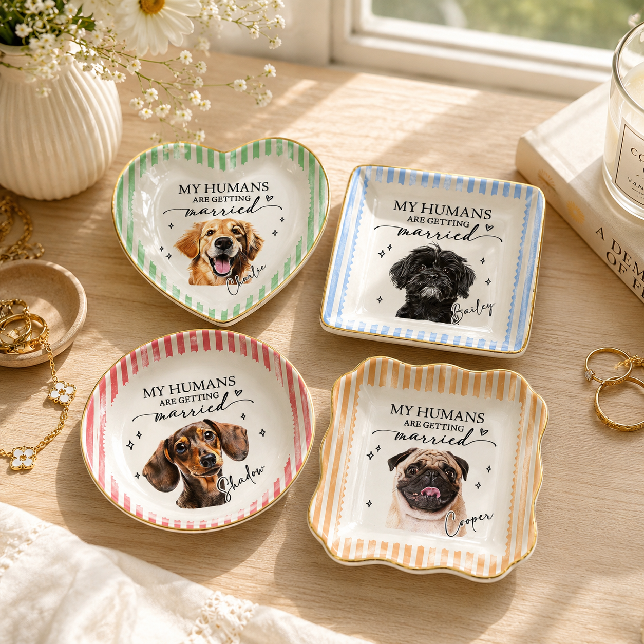 Custom Pet Portrait Engagement Ring Dish, My Humans Are Getting Married, Stripe Jewelry Trinket Dish Gift For Bride Fiance, Pet Engaged Gift a523958e-cb08-4132-a740-27c865c07e15-banner-1.png