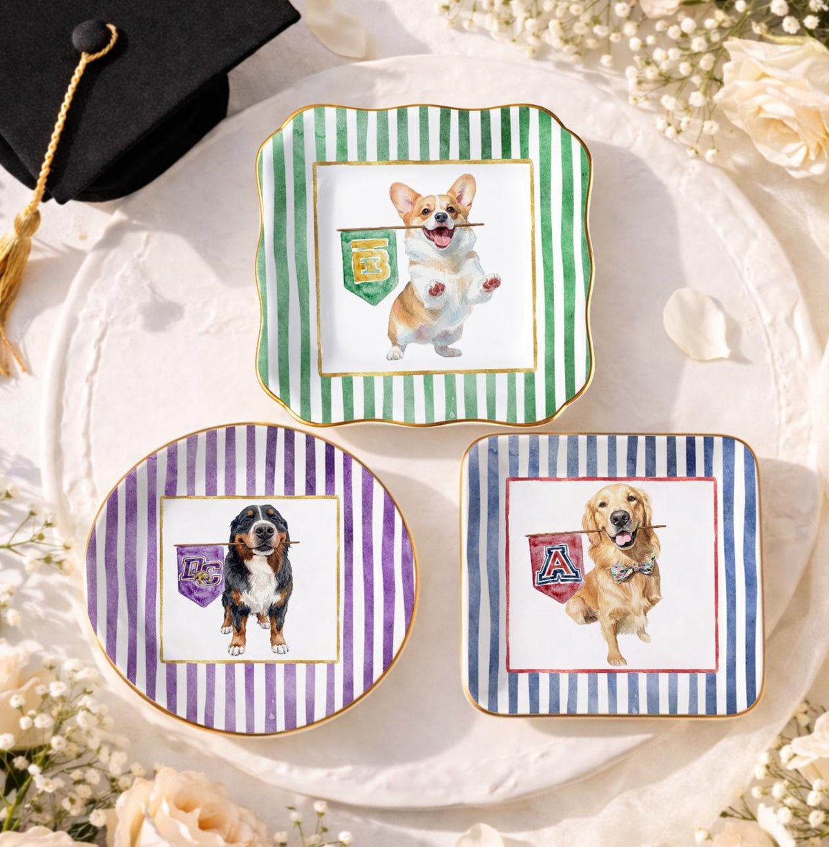 Custom Collegiate Pet Portrait Ring Dish, Graduation Gifts, School Logo Keepsake, Sports Team Pet Jewelry Dish, College Grad Gifts For Her a525c97b-1798-43e4-ac47-145907304c23-8.jpg