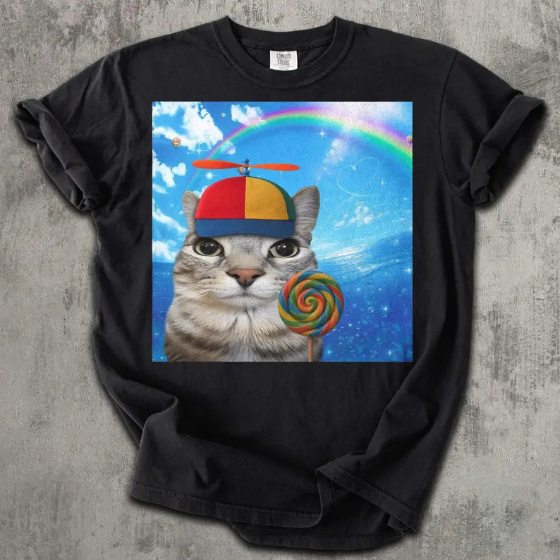 Happy Cat Dreamcore T-shirt, Funny Cats Shirt, Brainrot Meme Tee, Silly Kitten Tee, Cat Lover Gifts, Weird Tees, Gen Z Humor Tshirt a5467ccc-8546-4fee-9062-b7fe0be6e8ac-de-9-.webp