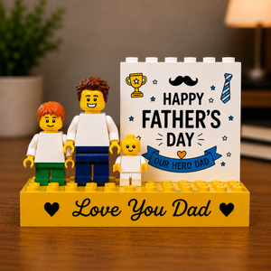 Our Hero Father's Day Personalised Minifigure Gift for Dad, Custom Family Keepsake Figures, Sentimental Gift for Best Daddy