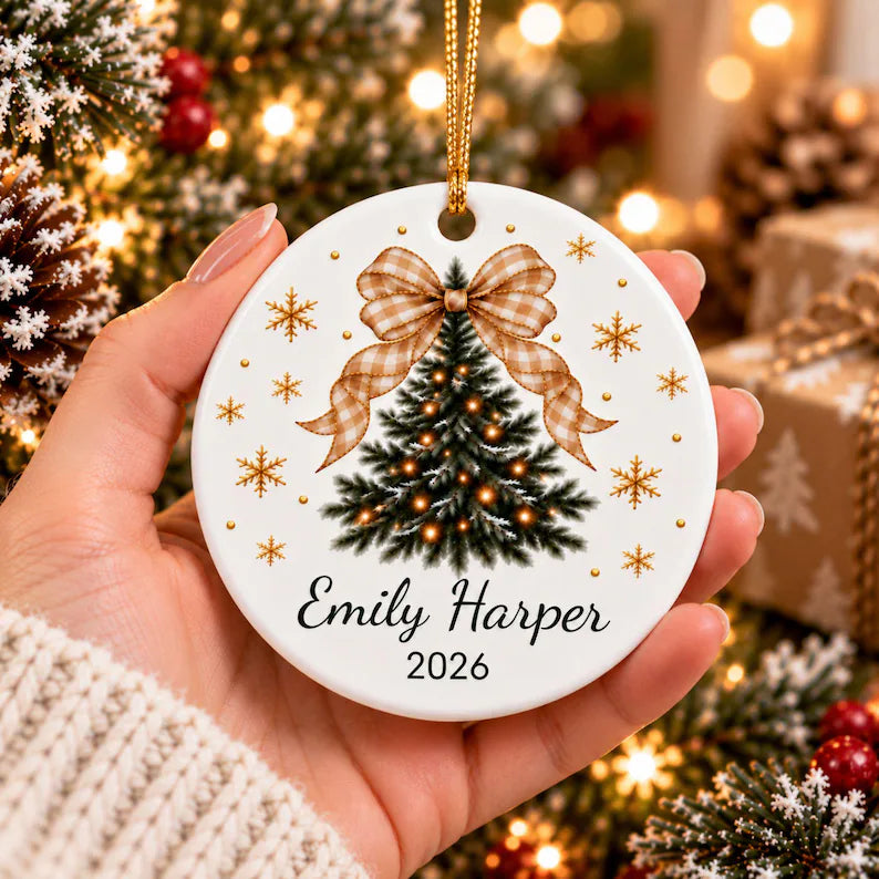 Personalized Girls Christmas Ornament Custom Name Gift, Coquette Christmas Tree Bow, Pink Blue Gingham Ceramic Granddaughter Keepsake a5646566-75f6-4c4d-b8e5-2f62a6eb80f7-dfgdfg-3-.webp