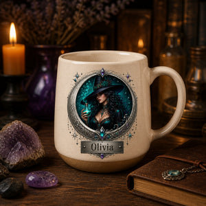 Personalized Witch Cameo Pottery Mug – Name Plaque - Personalized Pottery Mug a56f9186-451f-48cd-829c-cc136b0be258.jpg